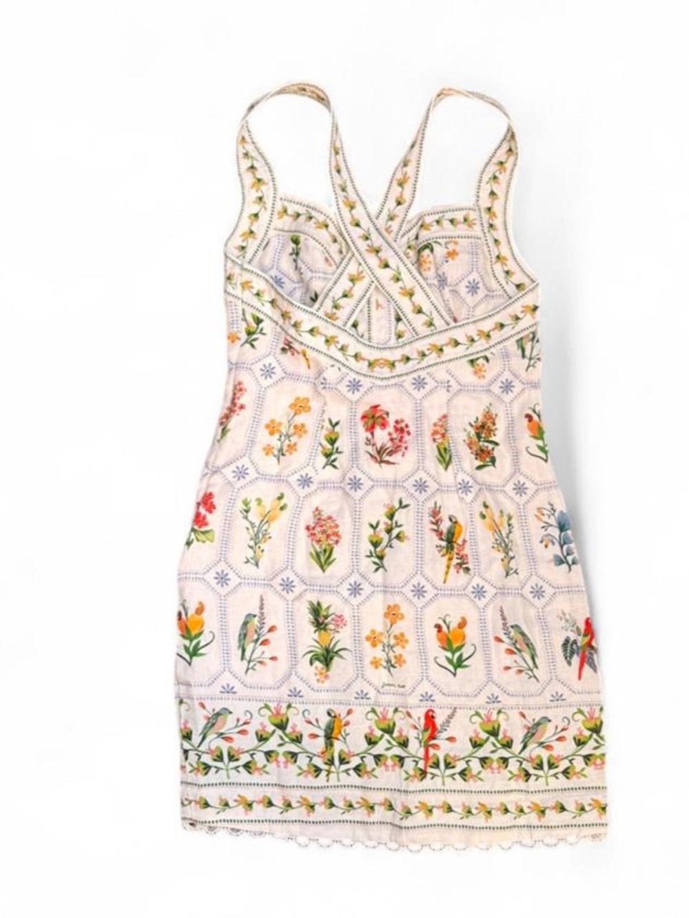 FARM RIO - TROPICAL PORCELAIN OFF WHITE MINI DRESS - Picture 3 of 7